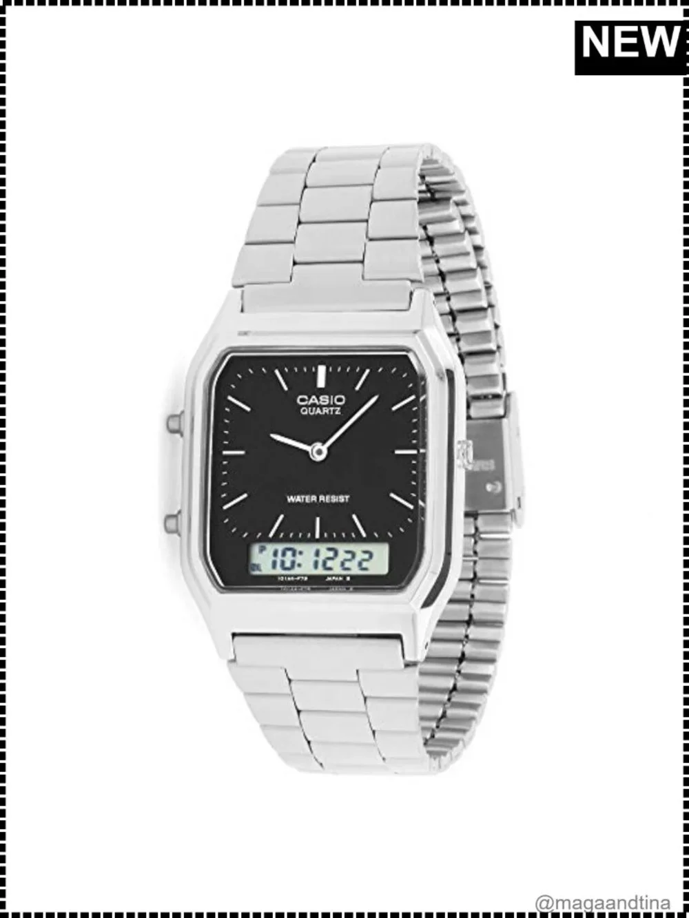 Casio Stainless Steel Analog Digital Quartz Wrist Watch Stopwatch Water